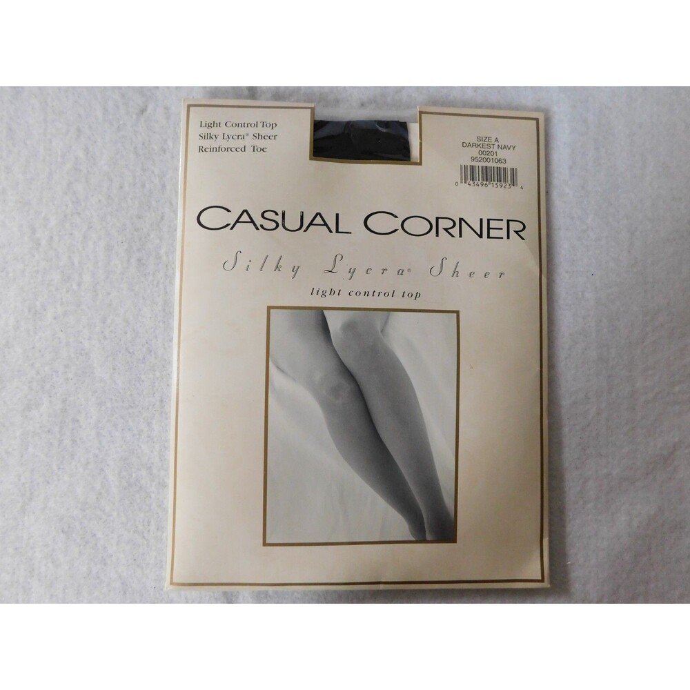 Casual Corner Silky Lycra Sheer light control top Pantyhose Navy Size A